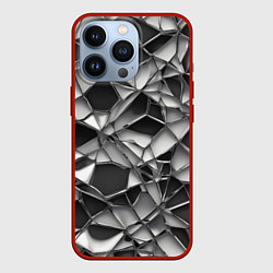 Чехол для iPhone 13 Pro Чёрно-белая сетка, цвет: 3D-красный