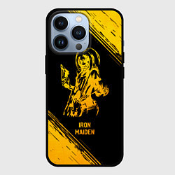 Чехол для iPhone 13 Pro Iron Maiden - gold gradient, цвет: 3D-черный