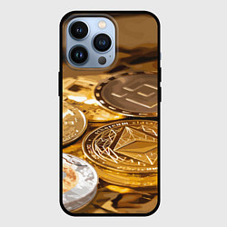 Чехол для iPhone 13 Pro Виртуальные монеты, цвет: 3D-черный