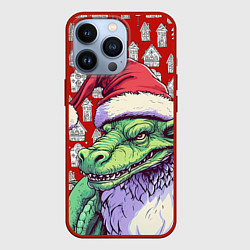 Чехол iPhone 13 Pro Большой зеленый новогодний дракон