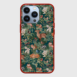 Чехол для iPhone 13 Pro Goblincore - лес зверей, цвет: 3D-красный