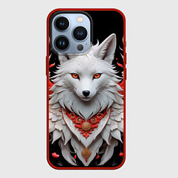 Чехол для iPhone 13 Pro Белая лисица - кицунэ, цвет: 3D-красный