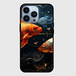 Чехол для iPhone 13 Pro Рыбки на темном фоне, цвет: 3D-черный