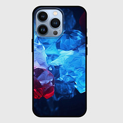 Чехол iPhone 13 Pro Синяя ледяная абстракция с красным