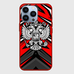 Чехол iPhone 13 Pro Россия - красная геометрия