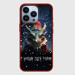 Чехол для iPhone 13 Pro Лесной дракон - Новый год, цвет: 3D-красный