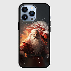 Чехол для iPhone 13 Pro Дед Мороз и символ года, цвет: 3D-черный