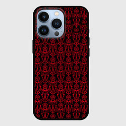 Чехол iPhone 13 Pro Чёрно-красный узоры