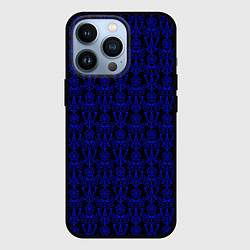Чехол iPhone 13 Pro Чёрно-синий узоры