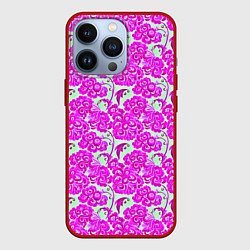 Чехол для iPhone 13 Pro Розовая гжель, цвет: 3D-красный