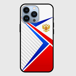 Чехол iPhone 13 Pro Герб РФ - классические цвета флага