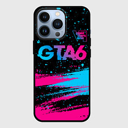 Чехол для iPhone 13 Pro GTA6 - neon gradient посередине, цвет: 3D-черный