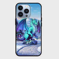 Чехол iPhone 13 Pro Статуя синего дракона 2024