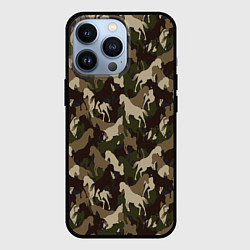 Чехол iPhone 13 Pro Лошади камуфляж