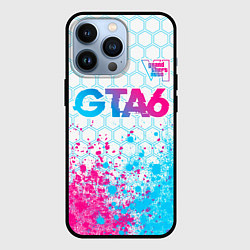 Чехол для iPhone 13 Pro GTA6 neon gradient style посередине, цвет: 3D-черный