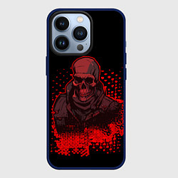 Чехол iPhone 13 Pro Красный скелет на чёрном фоне