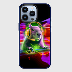 Чехол для iPhone 13 Pro Capybara is an avid gamer, цвет: 3D-тёмно-синий