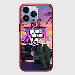 Чехол для iPhone 13 Pro Grand theft auto 6 Лусия и Джейсон, цвет: 3D-красный