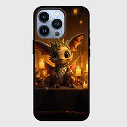 Чехол iPhone 13 Pro Дракон в желтых фонариках