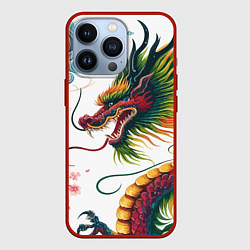 Чехол iPhone 13 Pro Japanese dragon - engraving art