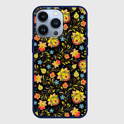 Чехол iPhone 13 Pro Хохломская роспись разноцветные цветы