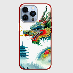 Чехол для iPhone 13 Pro Japanese watercolor dragon - art, цвет: 3D-красный