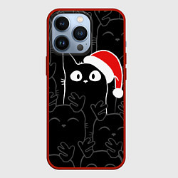 Чехол для iPhone 13 Pro New year cats, цвет: 3D-красный