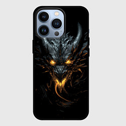 Чехол для iPhone 13 Pro Черный огненный пещерный дракон символ 2024, цвет: 3D-черный