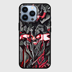 Чехол для iPhone 13 Pro Красный абстрактный кибер череп, цвет: 3D-черный