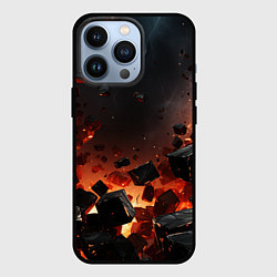 Чехол для iPhone 13 Pro Взрыв плит и огонь, цвет: 3D-черный