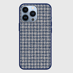 Чехол для iPhone 13 Pro Клетчатый тёмный серо-синий, цвет: 3D-тёмно-синий