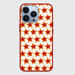 Чехол для iPhone 13 Pro Красные звезды с контуром, цвет: 3D-красный