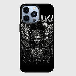 Чехол iPhone 13 Pro Металлика на фоне ангела