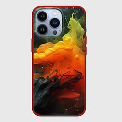 Чехол для iPhone 13 Pro Взрыв оранжевой краски, цвет: 3D-красный