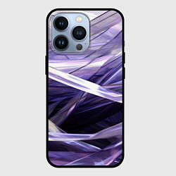 Чехол для iPhone 13 Pro Фиолетовые прозрачные полосы, цвет: 3D-черный