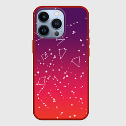 Чехол для iPhone 13 Pro Созвездия в розовом небе, цвет: 3D-красный
