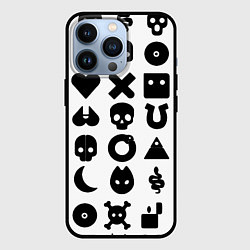 Чехол iPhone 13 Pro Love death robots pattern white