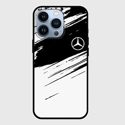 Чехол для iPhone 13 Pro Mercedes benz краски чернобелая геометрия, цвет: 3D-черный