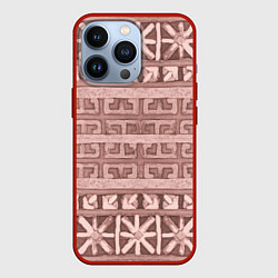 Чехол для iPhone 13 Pro Я русский я иду до конца со славянским орнаментом, цвет: 3D-красный
