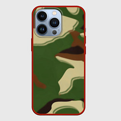 Чехол для iPhone 13 Pro Камуфляжная текстура, цвет: 3D-красный