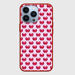 Чехол iPhone 13 Pro Двойное сердце на розовом фоне