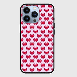 Чехол iPhone 13 Pro Двойное сердце на розовом фоне