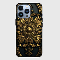 Чехол для iPhone 13 Pro Золотой узор стиль лепнина, цвет: 3D-черный