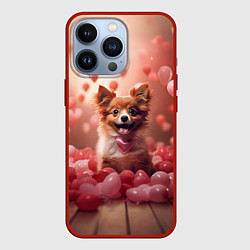 Чехол iPhone 13 Pro Маленькая собачка в сердечках