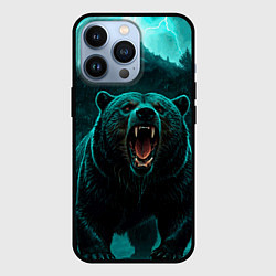 Чехол iPhone 13 Pro Царь тайги - медведь молнии