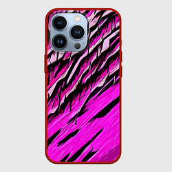 Чехол iPhone 13 Pro Розовые и чёрные полосы