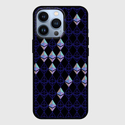 Чехол для iPhone 13 Pro Криптовалюта Ethereum на черном, цвет: 3D-черный