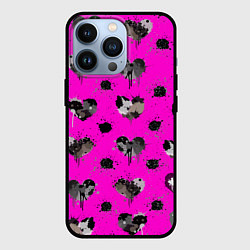 Чехол для iPhone 13 Pro Брызги и капли в форме черного сердца, цвет: 3D-черный