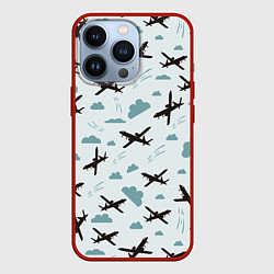 Чехол iPhone 13 Pro Самолет в облаках паттерн