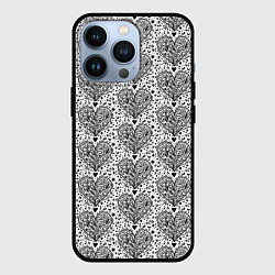 Чехол iPhone 13 Pro Сердце из дудлов паттерн